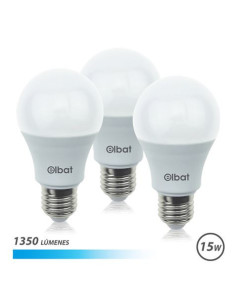PACK 3 BOMBILLAS LED A60 | 15W | 1350LM | E27 | LUZ FRIA | ELBAT