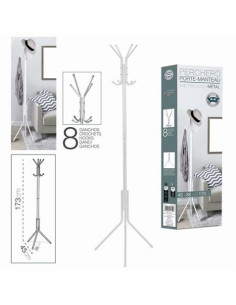 PERCHERO DE PIE METALICO BLANCO 45X38X173