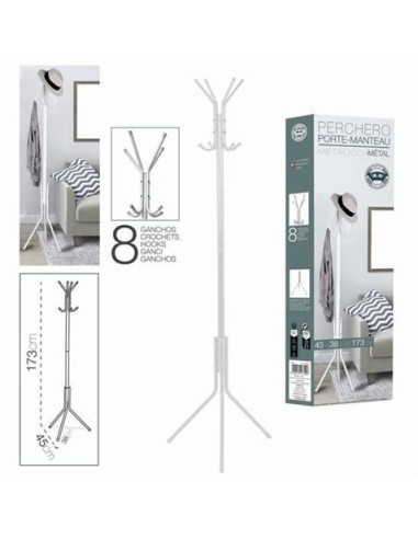 PERCHERO DE PIE METALICO BLANCO 45X38X173