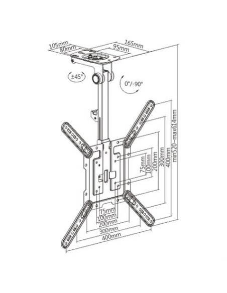 SOPORTE TECHO BASCULANTE TV 23 - 55 CROMAD