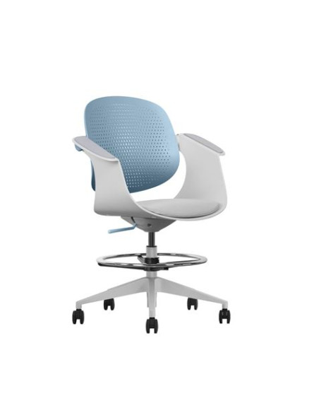 SILLA / TABURETE DE OFICINA TOP WORK AZUL CROMAD