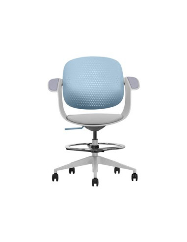 SILLA / TABURETE DE OFICINA TOP WORK AZUL CROMAD