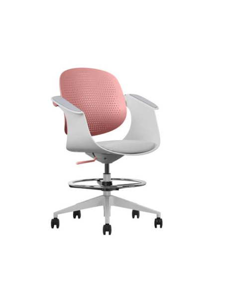 SILLA / TABURETE DE OFICINA TOP WORK ROJO CROMAD