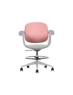 SILLA / TABURETE DE OFICINA TOP WORK ROJO CROMAD 2