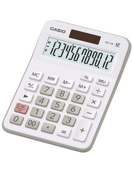 CALCULADORA ESCRITORIO PEQUEÑA 12 DIGITOS BLANCA MX-12B CASIO