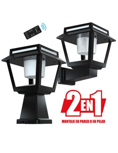 FAROL LED SOLAR 2 EN 1 SERIE PRO TOWER DUO 15W 1600LM 3 TEMPERATURAS ELBAT