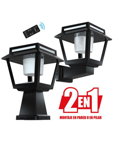 FAROL LED SOLAR 2 EN 1 SERIE PRO TOWER DUO 15W 1600LM 3 TEMPERATURAS ELBAT