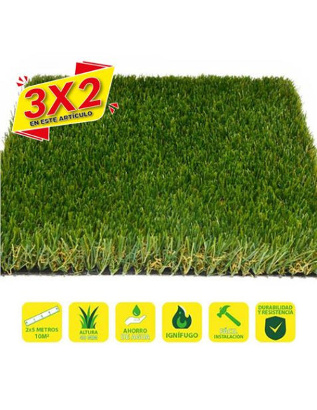 CESPED ARTIFICIAL 2X5 METROS 40MM SERIE ALPINO SUPERIOR SUNGARDEN (3 X 2)