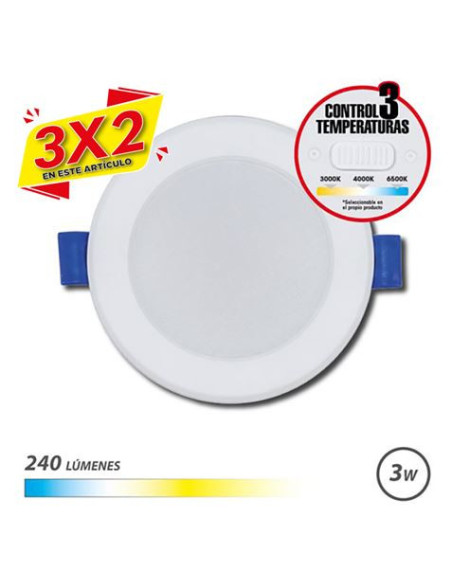 DOWNLIGHT CIRCULAR 3W | 240LM | SELECTOR 3 TEMPERATURAS ELBAT (3 X 2)