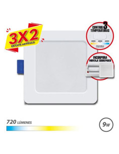 DOWNLIGHT CUADRADO 9W | 720LM 3 TEMPERATURAS + SOBREPARED ELBAT (3 X 2)