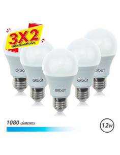 PACK 5 BOMBILLAS LED A60 | 12W | 1080LM | E27 | LUZ FRIA | ELBAT (3 X 2)