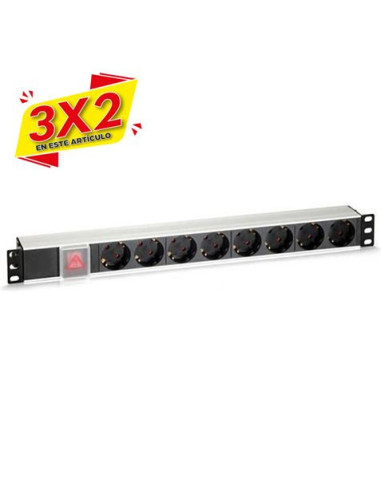 REGLETA PDU RACK 19 8 TOMAS + INTERRUPTOR ALUMINIO CROMAD (3 X 2)