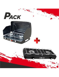 COCINA DE GAS 2 FUEGOS + PROTECTORES CONTRA VIENTO + COCINA DE GAS 2 FUEGOS