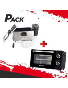 FREIDORA 3 LITROS INOXIDABLE 2000W + HORNO 10 LITROS 650W INOX