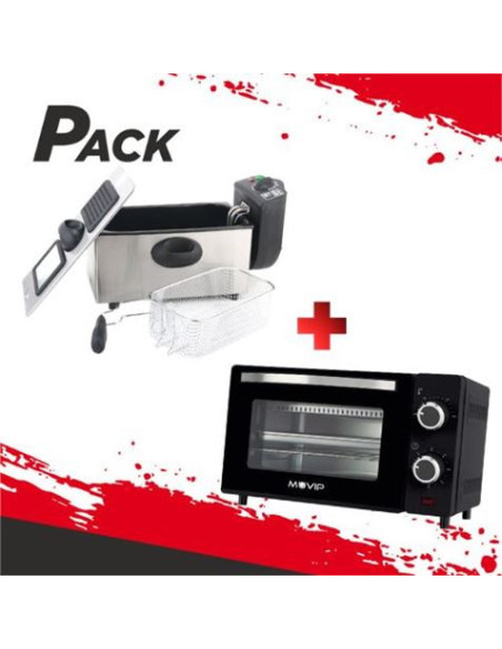 FREIDORA 3 LITROS INOXIDABLE 2000W + HORNO 10 LITROS 650W INOX