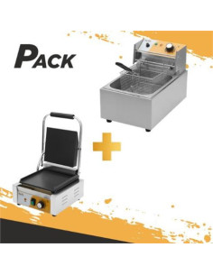 FREIDORA ELÉCTRICA 9 LITROS 2500W + SANDWICHERA INDUSTRIAL PLACA LISA 180W