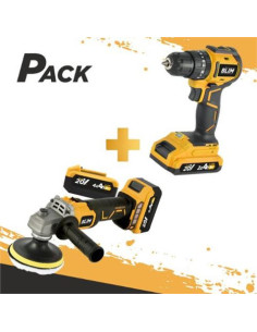 RADIAL 20V 115MM S/CARBONES + TALADRO PERCUTOR S/CARBONES 20V | BATERIA 2AH