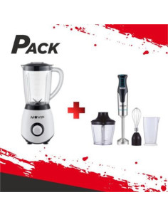 PACK BATIDORA DE VASO 1300W + BATIDORA DE MANO CON ACCESORIOS MUVIP