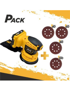 PACK LIJADORA ROTORBITAL 125MM 20V 2AH + JUEGO DE 40 LIJAS BLIM