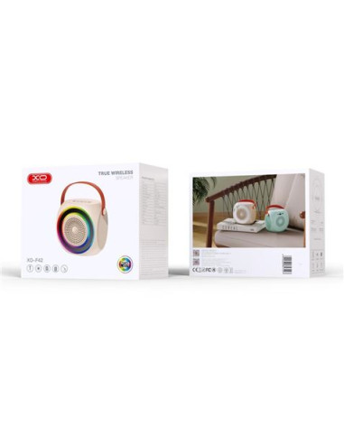 ALTAVOZ BLUETOOTH F42 + MICRÓFONO + EFECTOS LED BLANCO XO