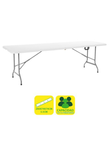 REACONDICIONADA MESA DE RESINA PLEGABLE 240X74X74CM 3.5CM SUNGARDEN