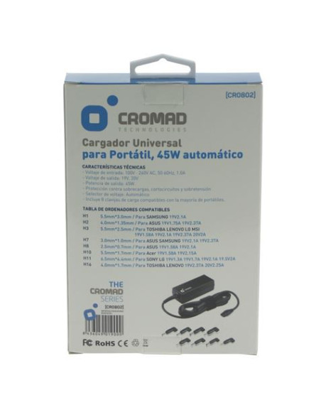 REACONDICIONADO CARGADOR UNIVERSAL AUTOMÁTICO 45W CROMAD