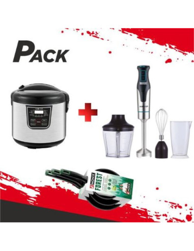 PACK OLLA 5 LITROS + BATIDORA MANO 1300W + JUEGO 3 SARTENES MONIX