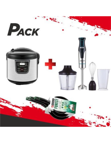 PACK OLLA 5 LITROS + BATIDORA MANO 1300W + JUEGO 3 SARTENES MONIX