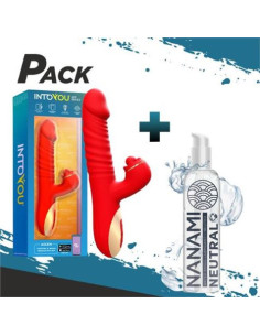 VIBRADOR DOBLE MOTOR CON ESTIMULADOR + LUBRICANTE BASE DE AGUA 150ML