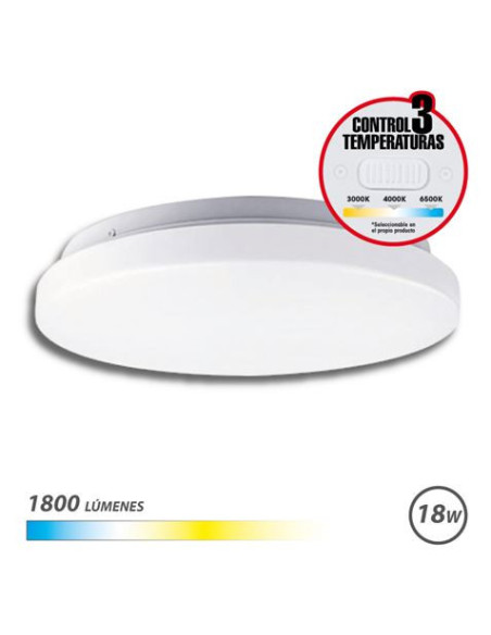 APLIQUE LED TECHO REDONDO 18W | 1800LM | SELECTOR 3 TEMPERATURAS ELBAT
