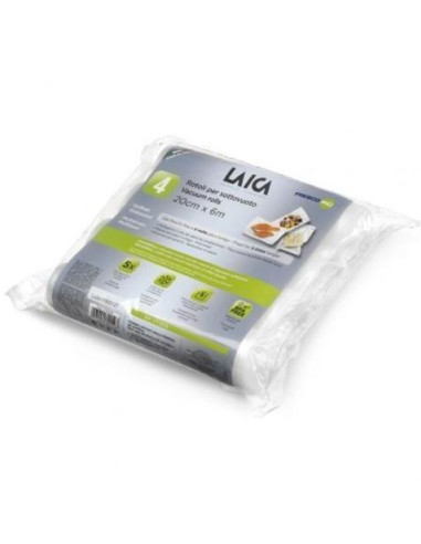 PACK 4 ROLLO PARA ENVASAR AL VACIO 20CM X 600CM LAICA