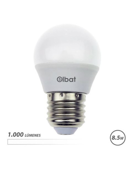 BOMBILLA LED G45 | 8.5W | 1000LM | E27 | LUZ BLANCA | ELBAT