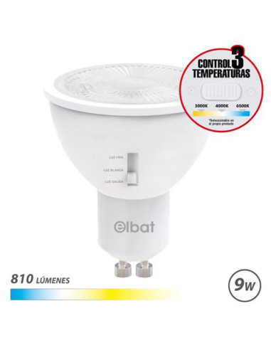 BOMBILLA LED GU10 | 9W | 810LM | LUZ CALIDA/BLANCA/FRIA | ELBAT