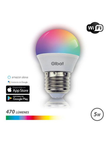 BOMBILLA LED SMART WIFI ESFERICA G45 E27 5W 470LM RGB