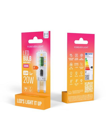 BOMBILLA LED G9 2.2W 200 LUMEN LUZ CALIDA FOREVER