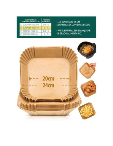 PACK 20 BASES PAPEL PARA AIRFRYER 24X24CM ALGON