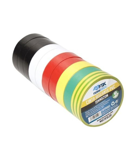 CINTA AISLANTE PVC 19MMX20M MULTICOLOR 10UD FONTASTOCK