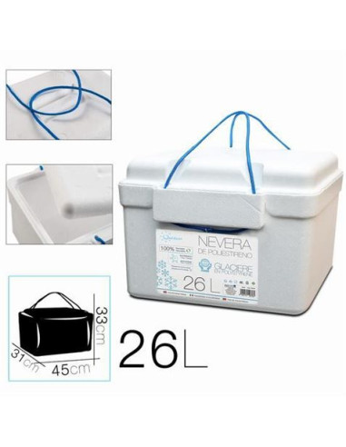 NEVERA DE POLIESTIRENO 26 LITROS CON ASAS PLASTICA