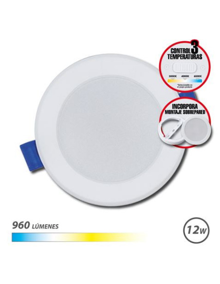 DOWNLIGHT CIRCULAR 12W | 960LM SELECTOR 3 TEMPERATURAS + SOBREPARED ELBAT