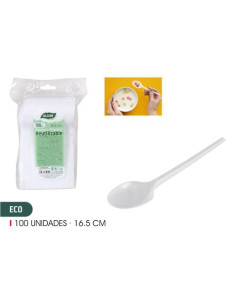 PACK 100 CUCHARAS PLASTICAS REUTILIZABLES BLANCAS ALGON