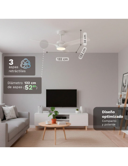 VENTILADOR DE TECHO 30W 52\" CON LED Y MANDO 18W SKYEASY52 GRUNKEL