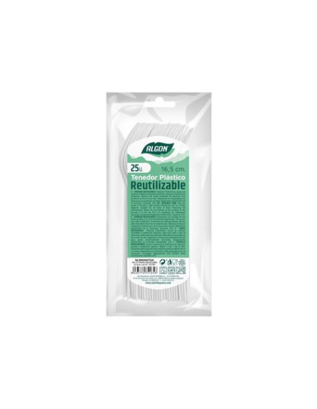 PACK 25 CUCHARAS POSTRE PLASTICAS REUTILIZABLES BLANCAS ALGON