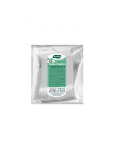 PACK 100 CUCHARAS POSTRE PLASTICAS REUTILIZABLES BLANCAS ALGON