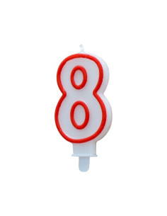 VELA BLANCA Y ROJA NUMERO 8 ALGON