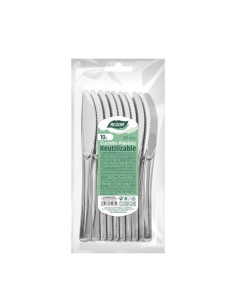 PACK 10 CUCHILLOS PLASTICO REUTILIZABLE PLATA ALGON