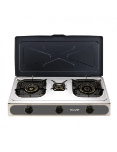 COCINA GAS INOX 3 FUEGOS SERIE STRONG + TAPA MUVIP
