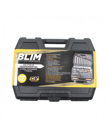 MALETIN HERRAMIENTAS C.V. 77 PCS 1/2 Y 1/4\" BLIM