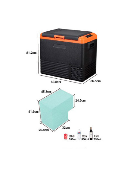 NEVERA DE COMPRESOR PORTATIL 45 LITROS 70W MUVIP