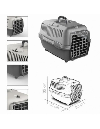 TRANSPORTIN MASCOTAS GRIS CLARO 48X32X32CM