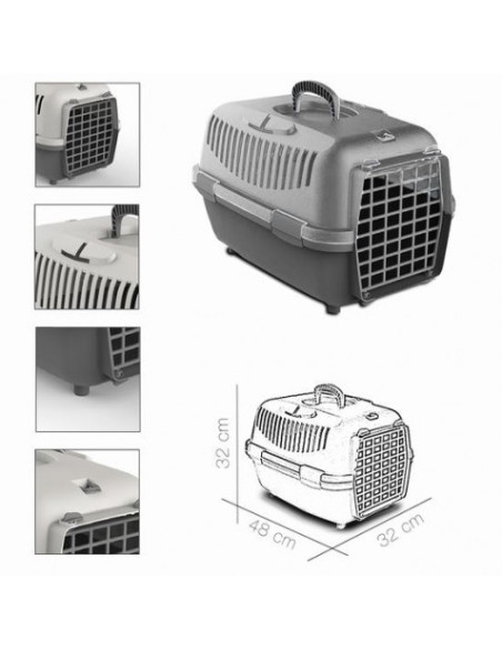 TRANSPORTIN MASCOTAS GRIS CLARO 48X32X32CM